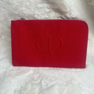 Dior Red and Silver zipper pouch